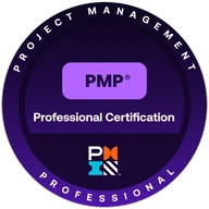 Project Management Professional (PMP) badge. Verify on Credly.